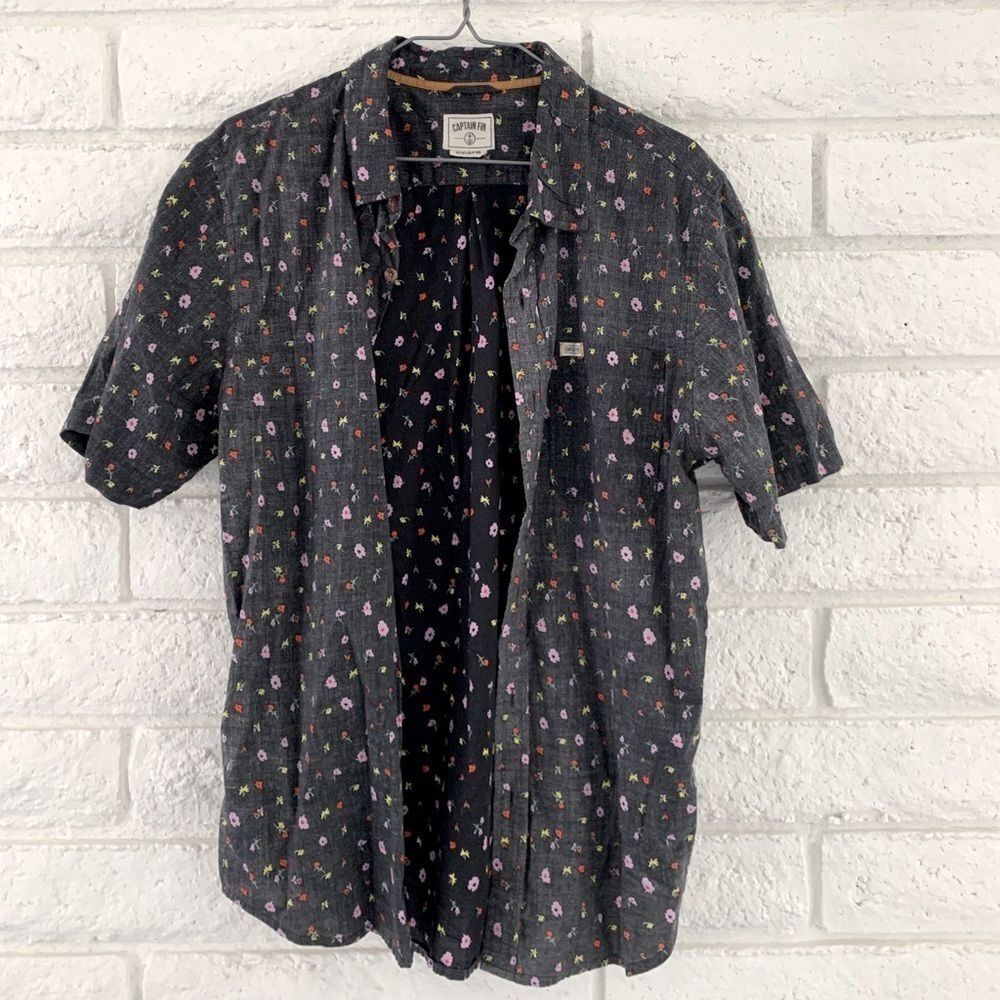 Captain Fin Flower Grey Button Up Shirt